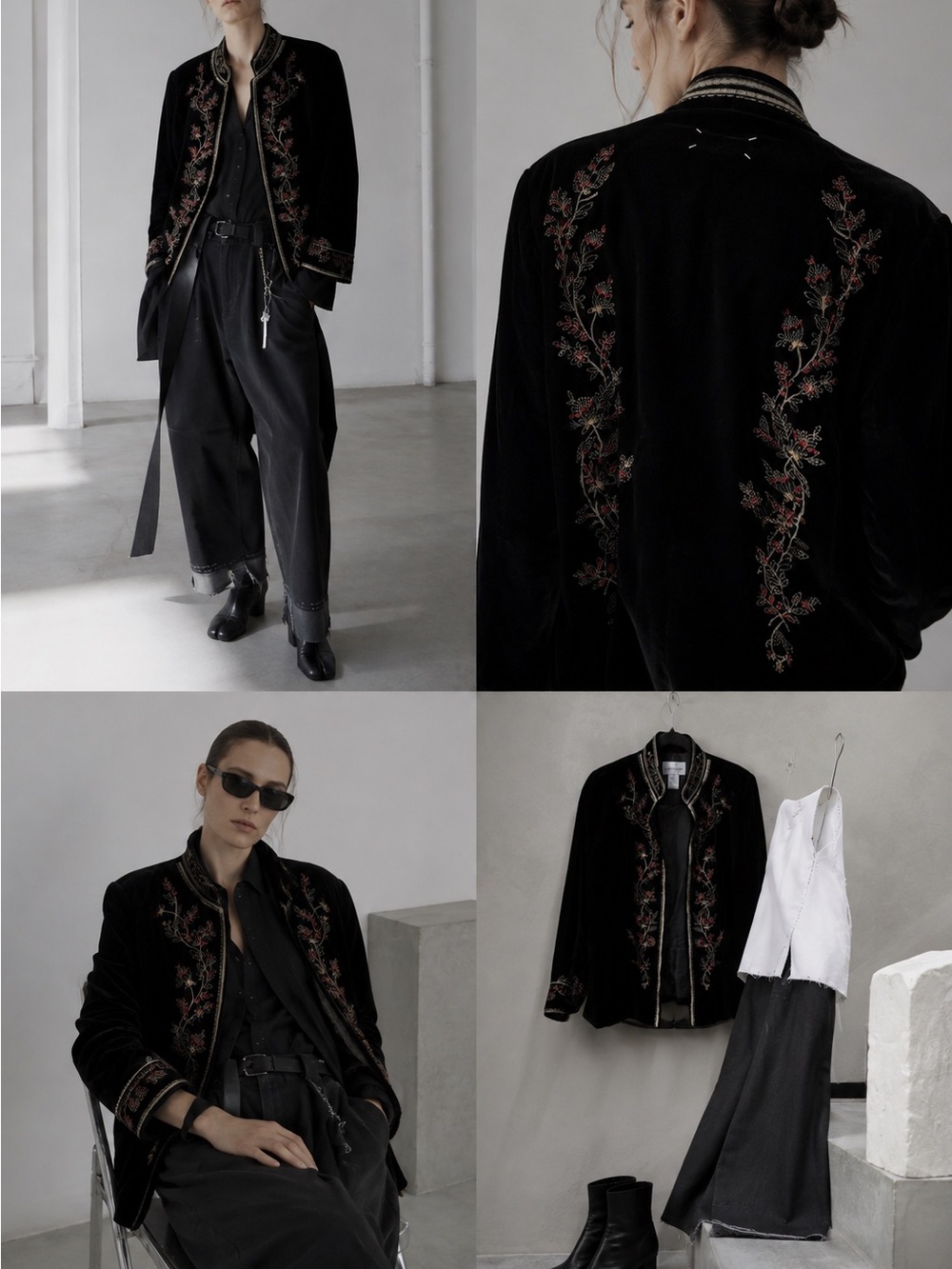 Draper’s & Damon’s Embroidered Black Velvet Jacket Petite PM